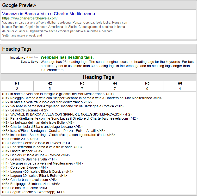 Google view & Heading tags