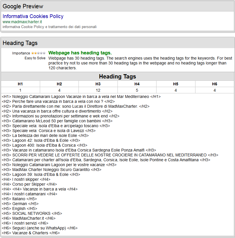 Google view & Heading tags